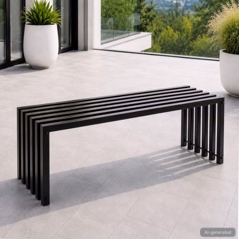 DanDiBo Panchina da giardino in metallo solido resistente alle intemperie nero 120 cm Ela Panchina moderna 96205 Panchina da parco in ferro a doghe