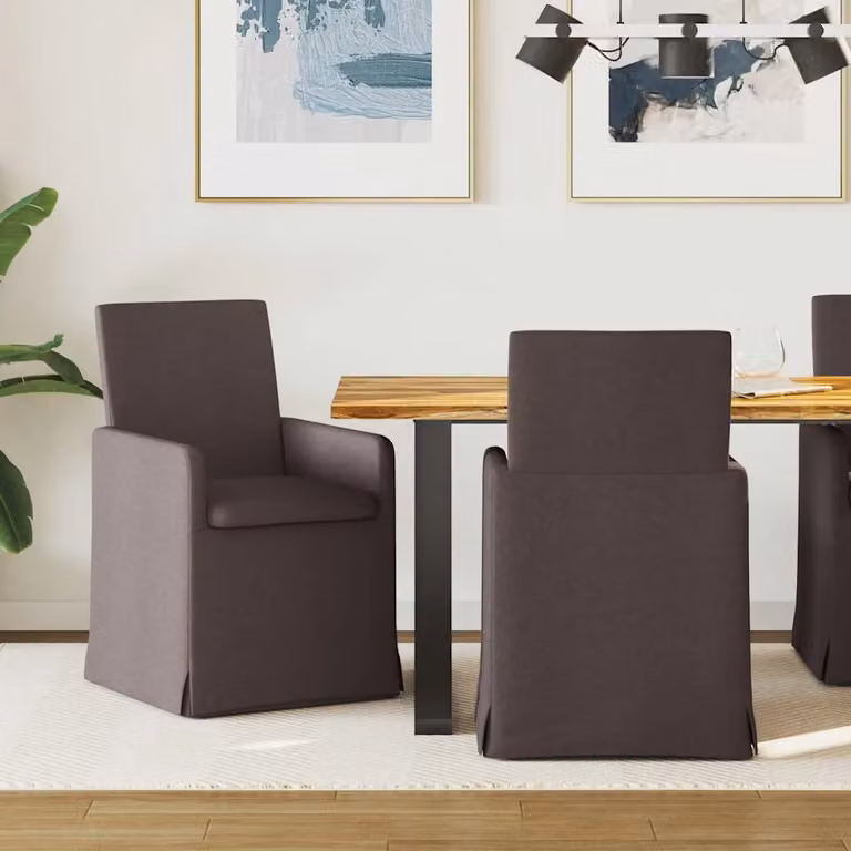 Set di 2 sedie da pranzo vidaXL in tessuto marrone scuro L: 57 cm, P: 68 cm, H: 94 cm