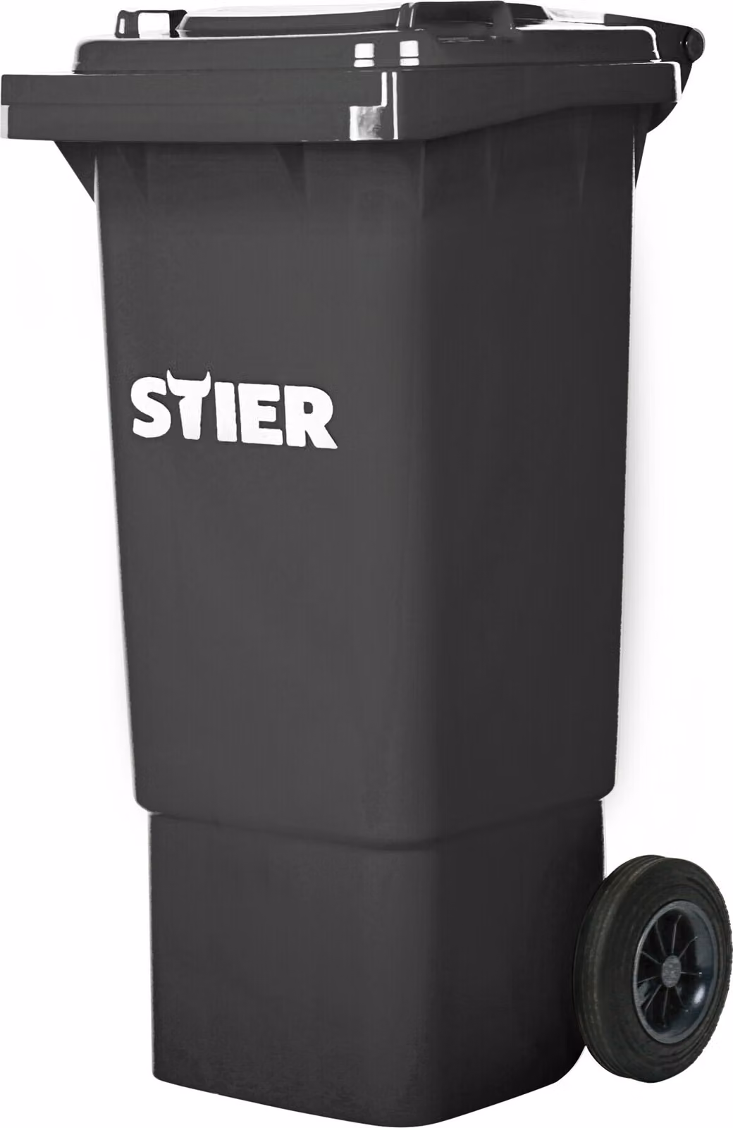 STIER Portarifiuti grande a 2 ruote, volume 80 litri, portarifiuti, grigio, LxPxH 445x520x939 mm, portarifiuti, portarifiuti con ruote e coperchio, portarifiuti universale, stabilizzato ai raggi UV