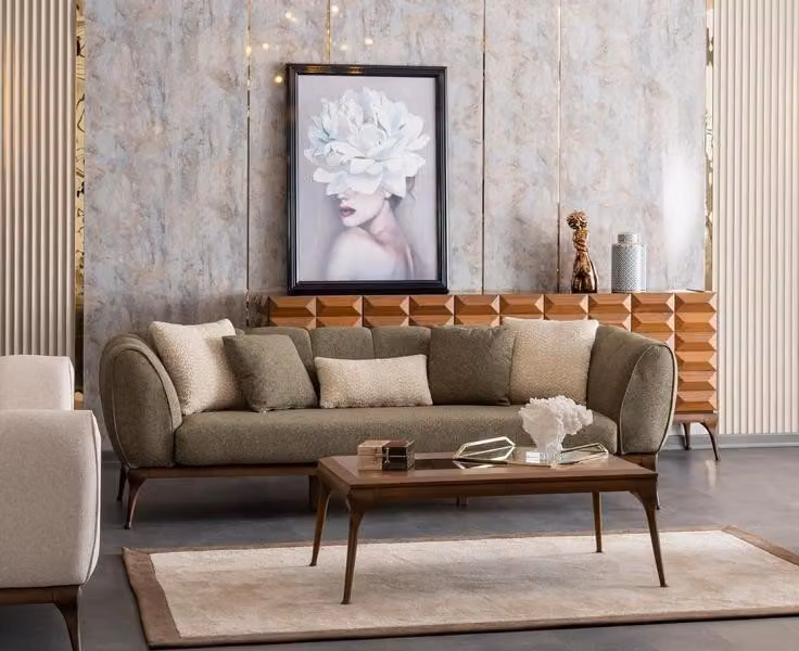 Sofa 3 Sitzer Couchtisch Polstersofa 3er Couch Dreisitzer Tisch Grün