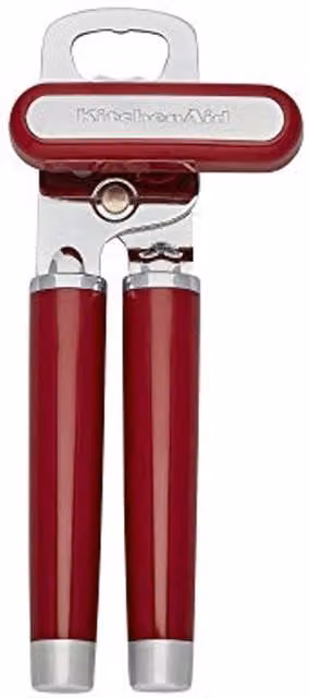 Apripetri gourmet multifunzionale KitchenAid in acciaio inossidabile con manico ergonomico rosso