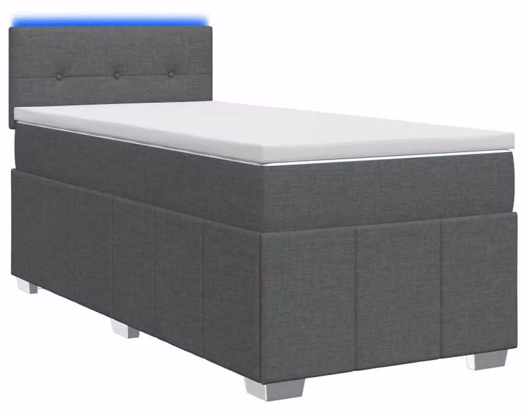 Letto a molle con materasso grigio scuro 80 x 200 cm in tessuto