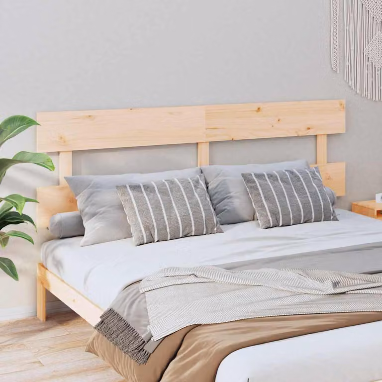 Testiera per letto vidaXL in legno massello di pino non trattato, L: 204 cm, P: 3 cm, H: 81 cm