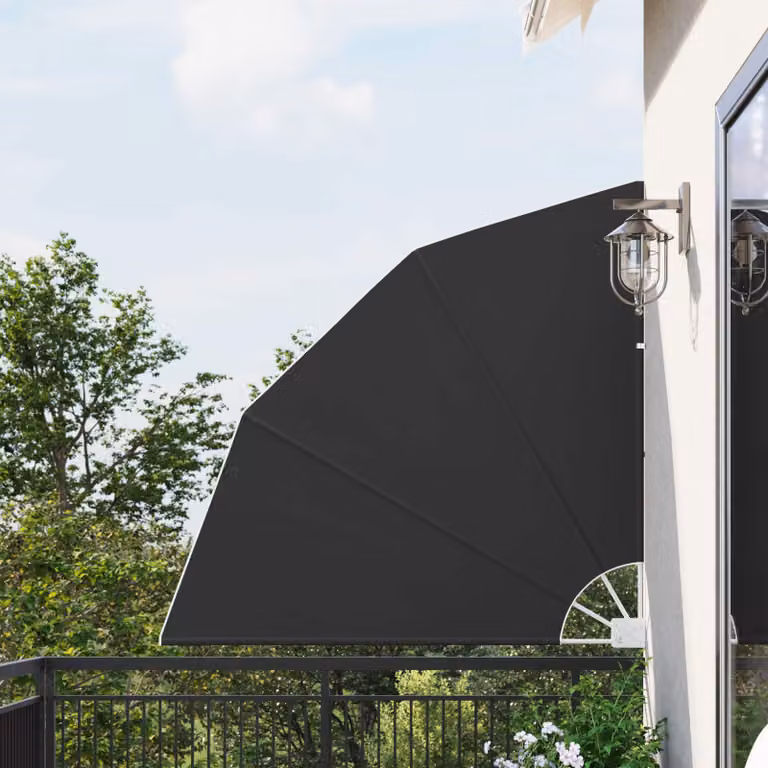 Schermo di privacy per balcone vidaXL in poliestere e acciaio, Nero, 140 x 140 cm