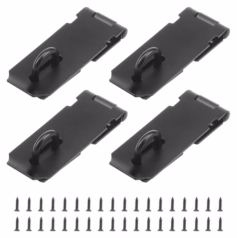 TRANKIELO® - 4 pezzi, serratura a T da 4 pollici per porte - Sottoserratura in acciaio inossidabile nera per cancello da giardino, capanno, armadio