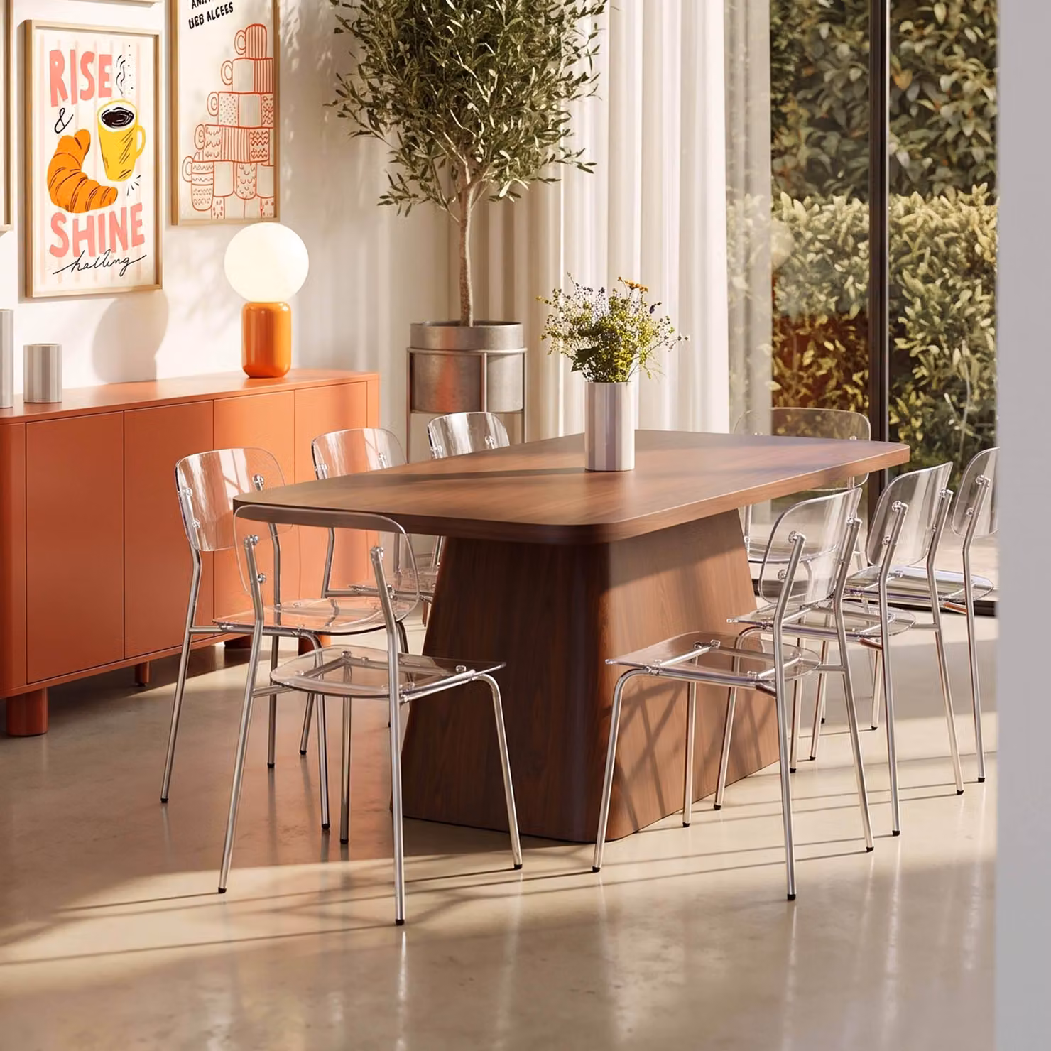 Tavolo da pranzo rettangolare scandinavo 180 cm effetto legno scuro - Oviala Davy