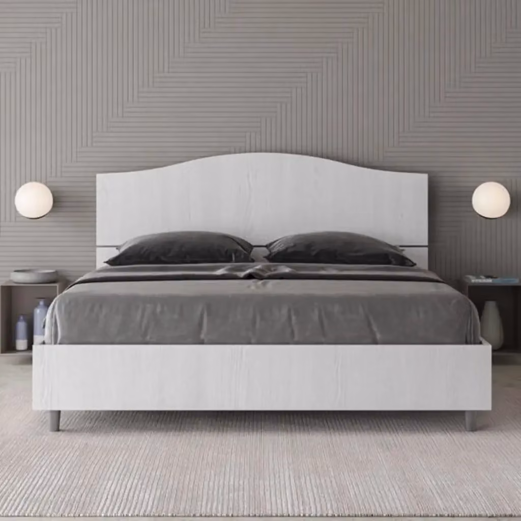 Letto matrimoniale Ityhome bianco frassino in legno e mdf L/P/H: 160 x 200 cm – 2