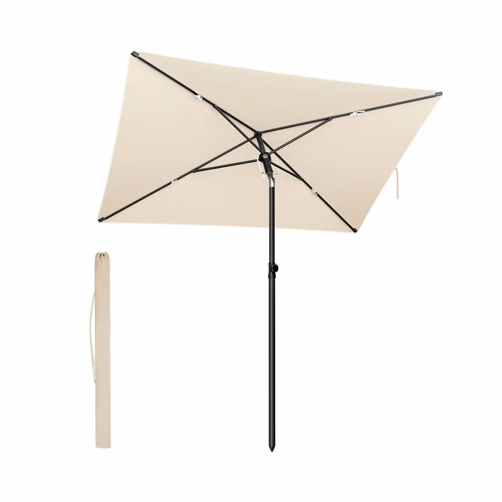 Ombrellone da Patio con Protezione Solare per Esterni, Beige / 232 x 149 x 270 cm (L x l x H)