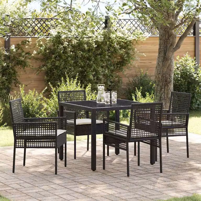 Maison Exclusive - Set da Pranzo per Giardino 5 pcs Nero polyrattan