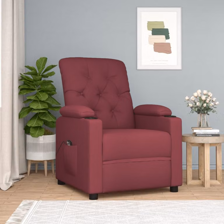 Maison Exclusive - Poltrona relax elettrica in tessuto rosso vino