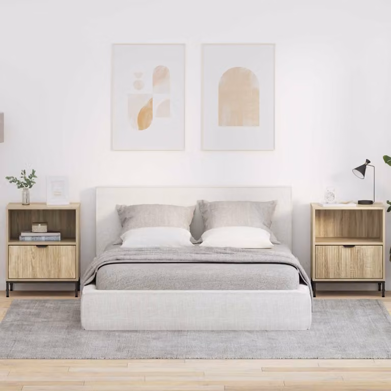 Set di 2 Armadi da Notte vidaXL in Rovere Sonoma, L 49 cm x P 36 cm x H 61 cm