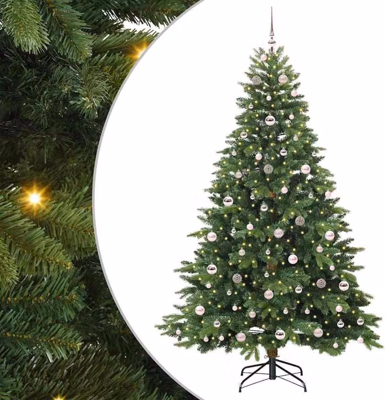 Albero di Natale artificiale con 300 LED Verde 210 cm PE e PVC