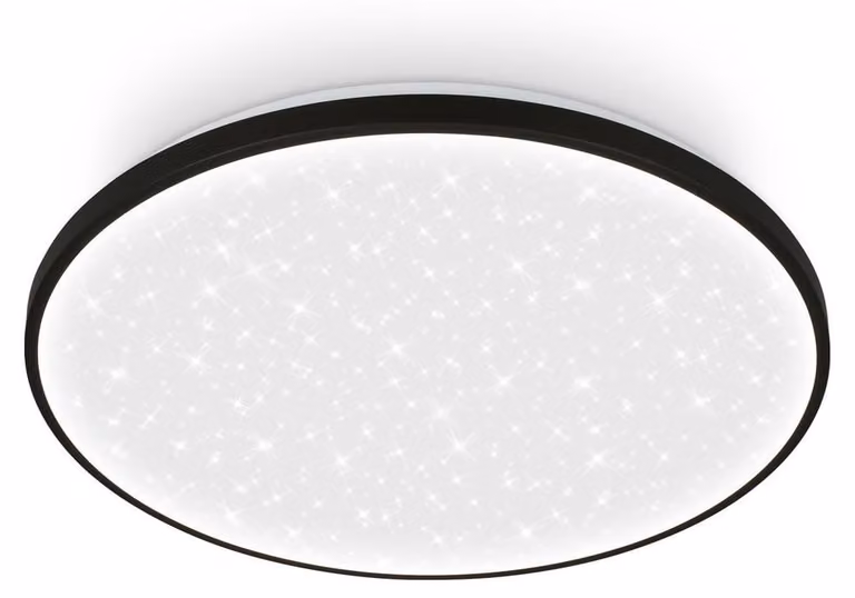 Briloner Plafoniera LED dimmerabile Ø 48 x 6,5 cm rotonda 60 W 8000 lm 4000 K bianco neutro effetto cielo stellato nero - Lampada da soffitto soggiorno camera da letto