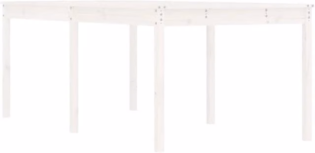 Tavolo da Giardino | Tavolino da esterno Bianco 203,5x100x76cm Legno Massello di Pino