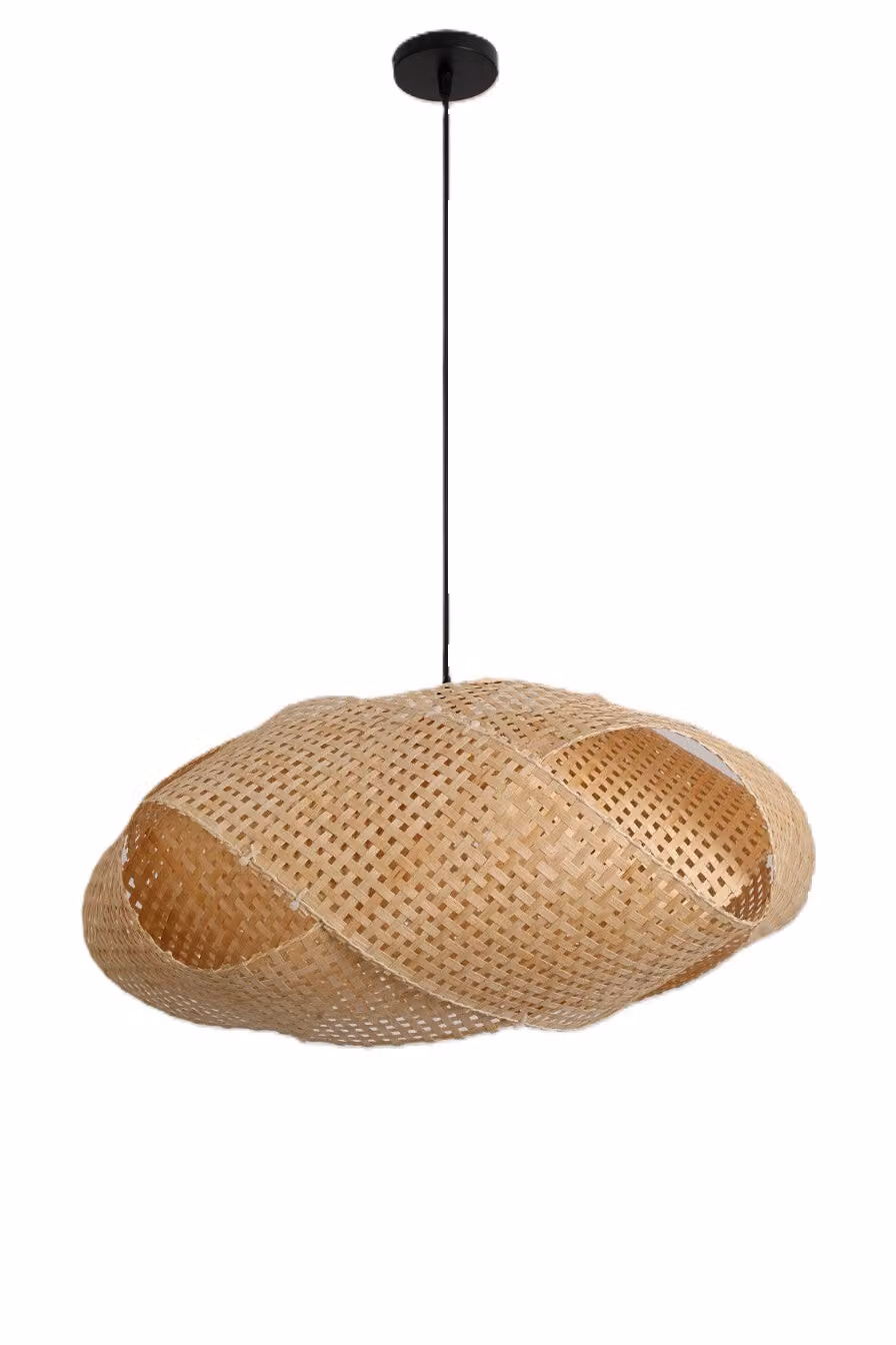 Lampada a sospensione Originale stile BOHO BINDUM 1xE27 bambù PLEASED tavolo da pranzo in rattan lampada da sala da pranzo lampada a sospensione colore: naturale (Ø50cm)