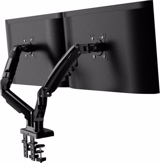 Armadura per monitor doppio - braccio a gas 360° girevole - compatibile con schermi da 19 a 32 pollici