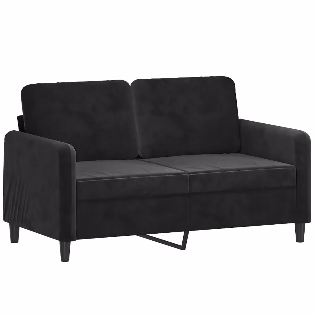 Divano a 2 posti moderno vidaXL in velluto nero con struttura in metallo per soggiorno L: 138 cm, P: 77 cm, H: 80 cm – 2