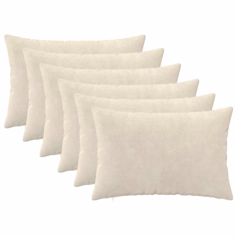 Set di 6 federe vidaXL HEERLEN color crema in microfibra, L 50 cm x P 30 cm