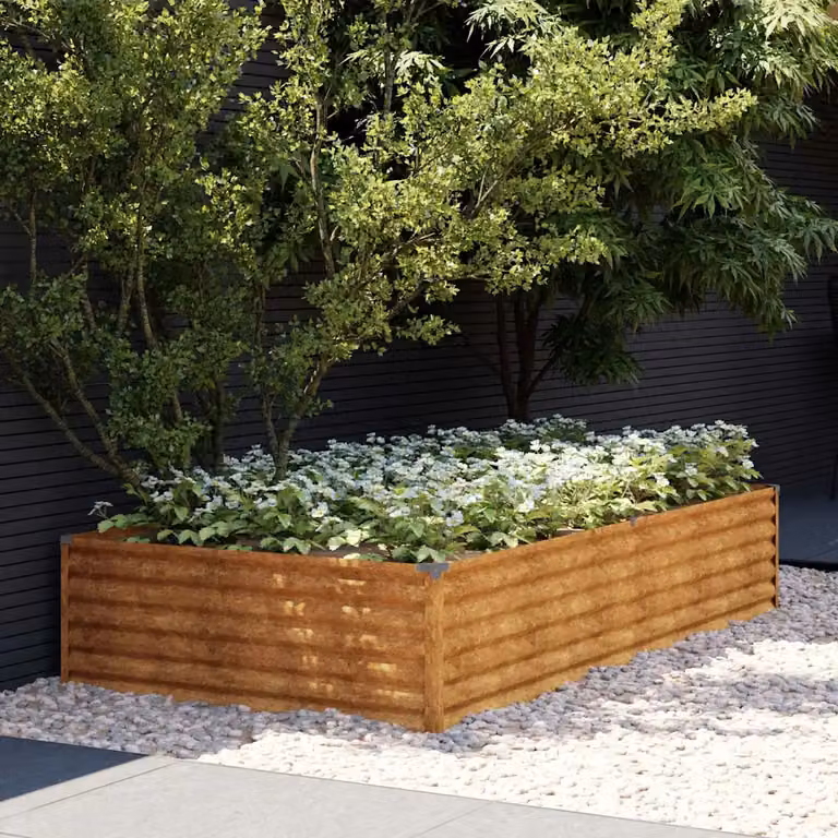Fioriera Rialzata da Giardino vidaXL in Acciaio Corten Marrone L: 195 cm, P: 100 cm, H: 36 cm