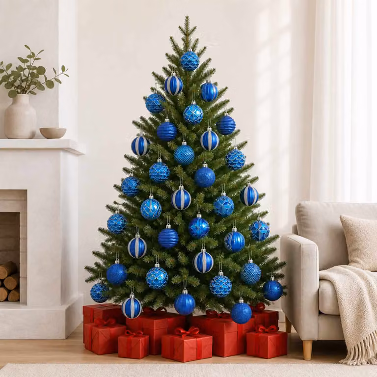 vidaXL Set di Palline di Natale 36 pz Blu 6 cm Polistirolo
