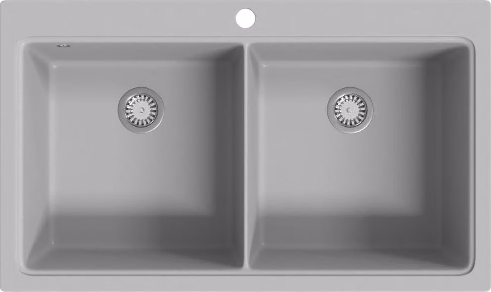 Lavandino cucina granito grigio lavello doppio con montaggio sopra