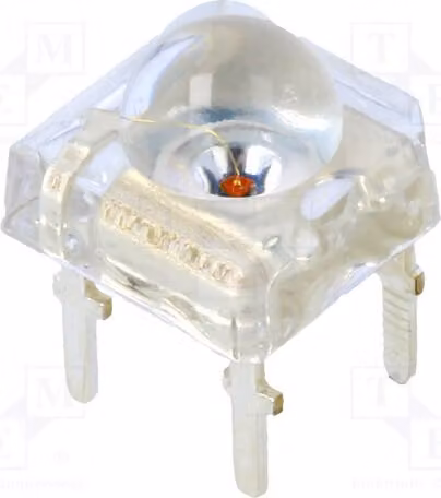 1 LED Super Flux ovale, dimensioni 7,62x7,62 mm, colore arancione, intensità luminosa 4200÷5800 mcd, angolo di emissione 80°, corrente di funzionamento 80 mA, modello OS5OKAZ281P