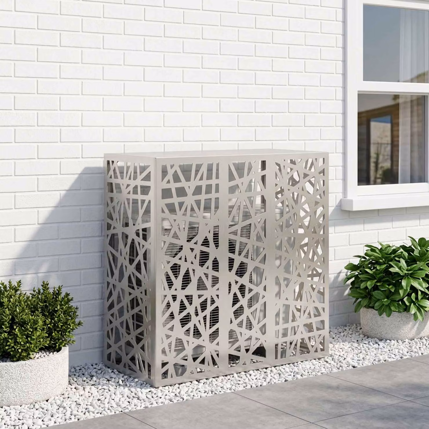 Copertura per condizionatore d'aria vidaXL in acciaio inossidabile, Argento, L 110 x P 50 x H 105 cm