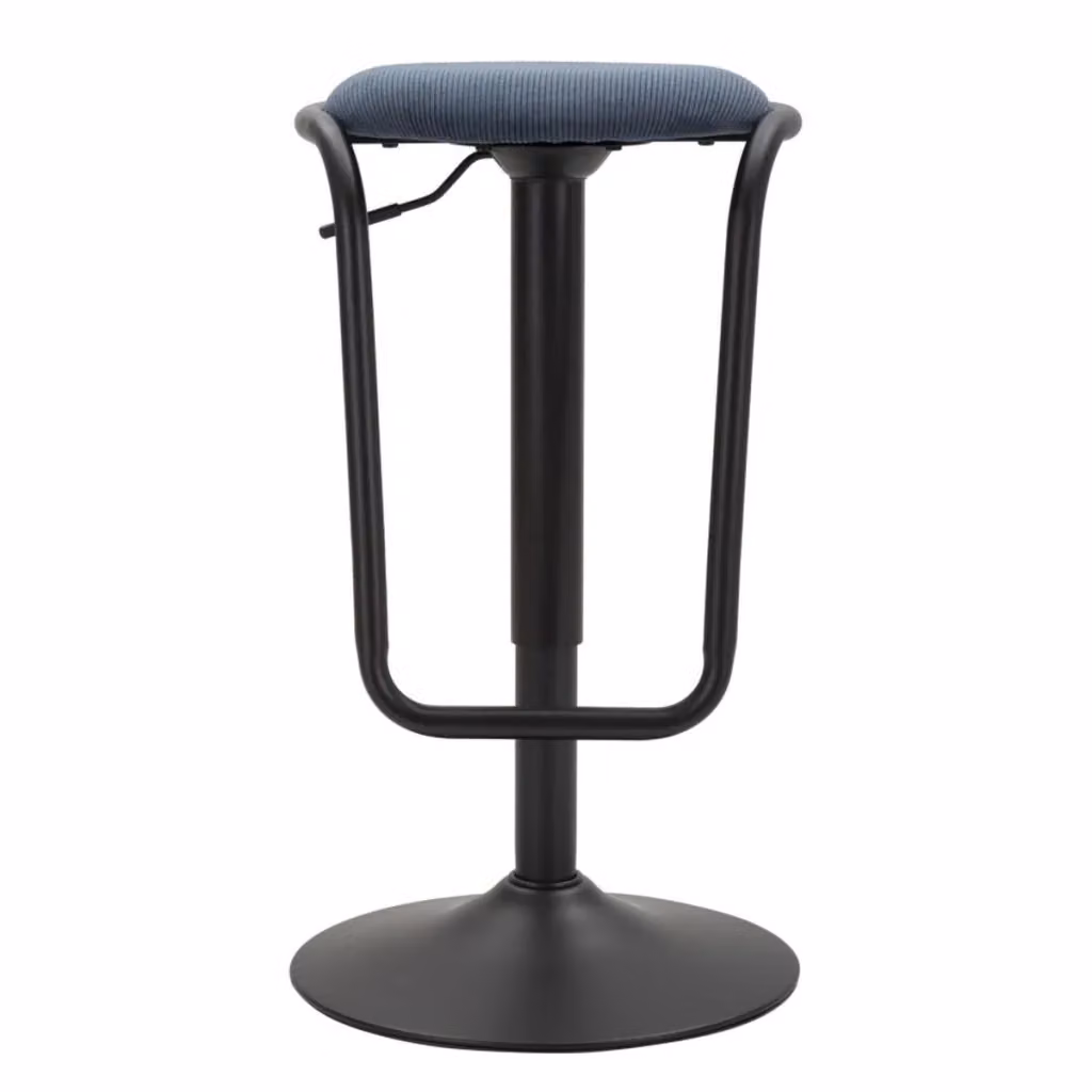 Sgabello da bar Vikasa Home Destiny blu navy con struttura in metallo nero impilabile e seduta in tessuto – 2