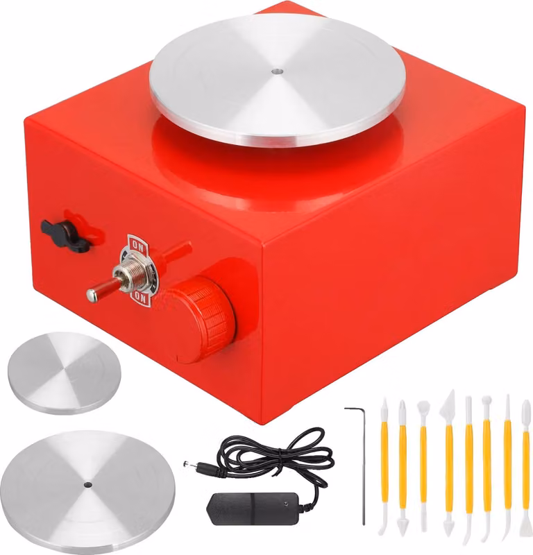 Tornio da vasaio, piatto girevole Diametro 6,5 cm/10 cm, tensione 100-240 V, potenza 30 W, capacità di carico 0,5 kg, velocità a vuoto 0-2000 giri/min