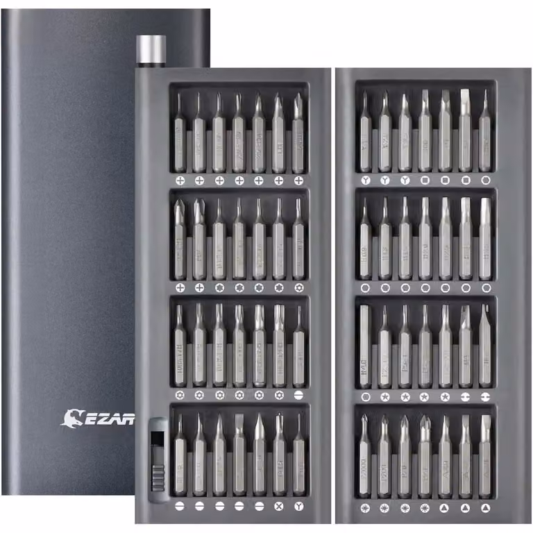 Set di cacciaviti di precisione da 57 pezzi, magnetici, con custodia in metallo grigia, per smartphone, PC, laptop, occhiali e orologi