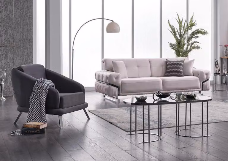 Wohnzimmer Sofagarnitur Dreisitzer Sessel Luxus Couch Set 3+1 Sitzer