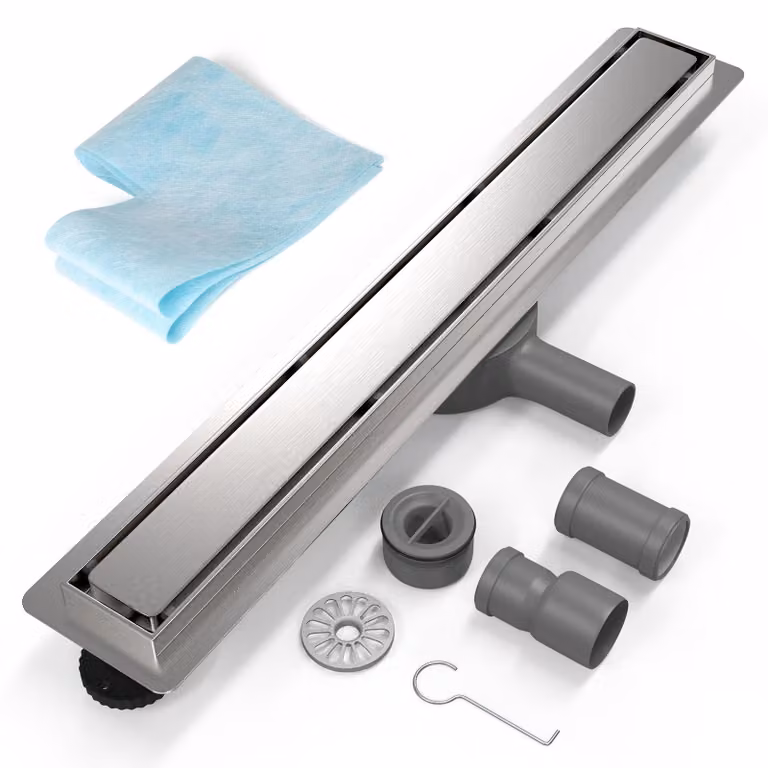Scarico per doccia da 70 cm, in acciaio inossidabile, rivestibile con piastrelle, completo di sifone