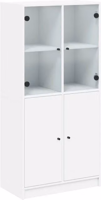 Credenza moderna Design In con ante bianche e ripiani interni in legno multistrato, L: 68 cm, P: 37 cm, H: 142 cm