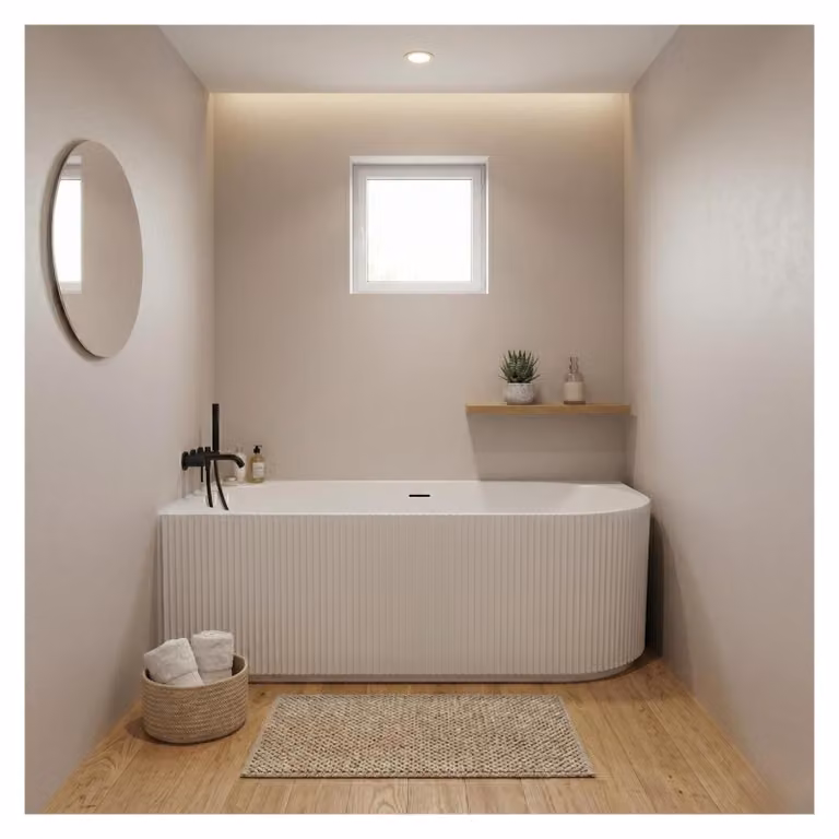 Vasca STRIA 150x80 Semilibera Scanalata - Sinistra Acrilico Bianco