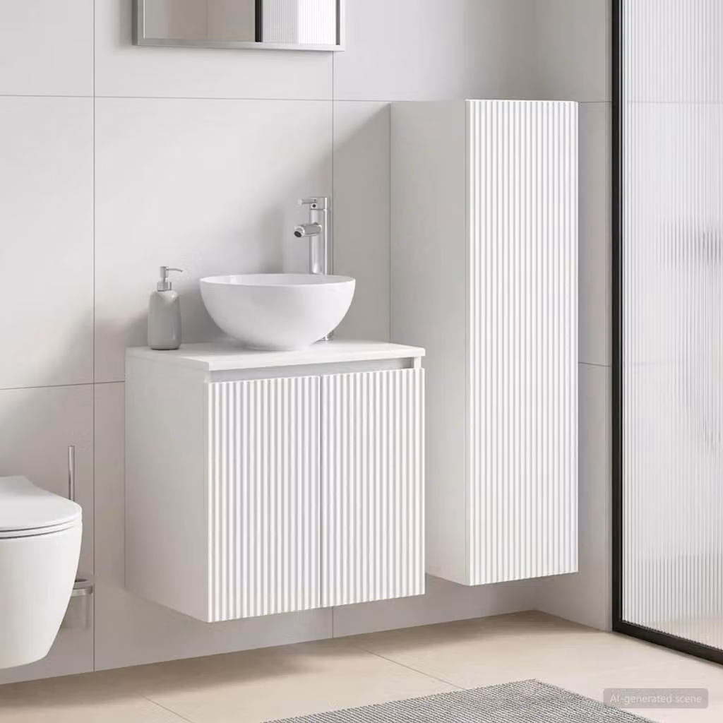 Set di mobili da bagno moderni vidaXL composto da mobile sottolavabo e pensile bianco L/P/H: 33 x 34,5 x 100 cm