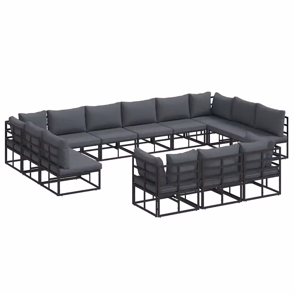 Set Divano da Giardino a Forma di U vidaXL in Alluminio Antracite con 13 Pezzi e Tavolino da Esterno – 2