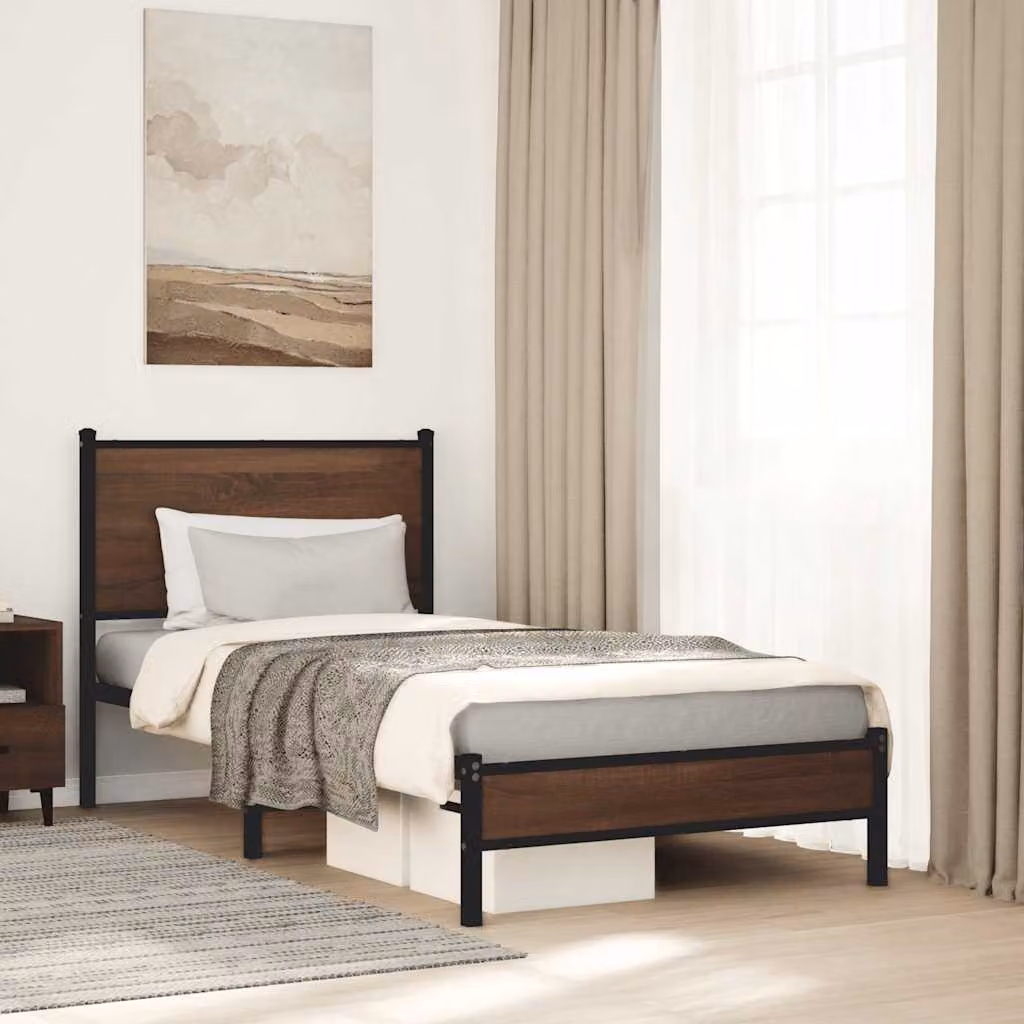 Giroletto in metallo vidaXL senza materasso, colore marrone, L 80 cm x P 200 cm