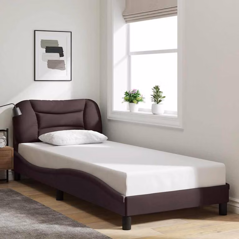 Giroletto senza materasso Hvar vidaXL in tessuto marrone scuro, L/P/H: 90 x 190 cm