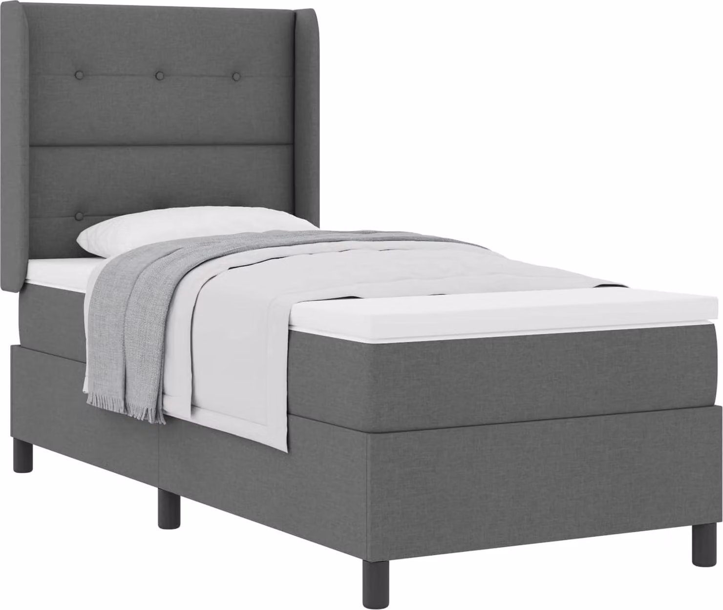 Letto a molle con materasso grigio scuro 100 x 200 cm in tessuto