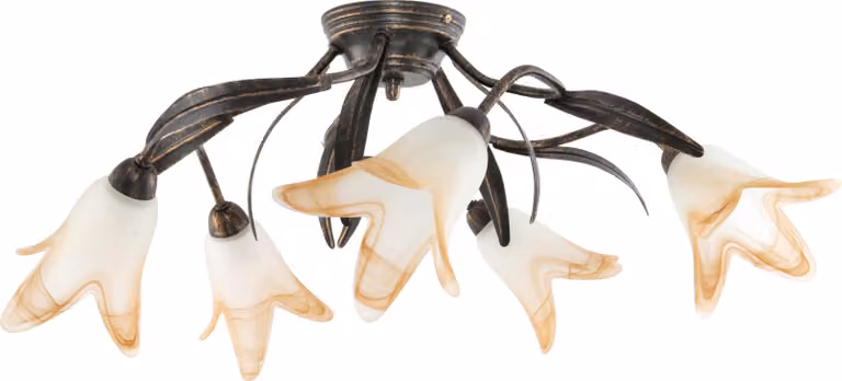 Lampada da soffitto nera oro antico bianco-arancione paralume MARKOS NEGRO 10-770