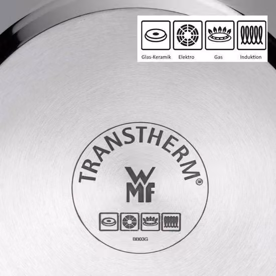 Padella antiaderente WMF in acciaio inox color argento, diametro 18 cm, adatta per induzione, forno e lavastoviglie