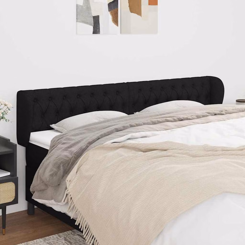 Testiera ad orecchio vidaXL in tessuto nero L: 183 cm, P: 23 cm, H: 78-88 cm