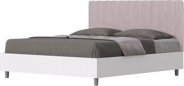 Letto Matrimoniale Kaia GIORDANOSHOP in Legno e Tessuto Microfibra Viola L/P/H: 160 x 200 x 113 cm
