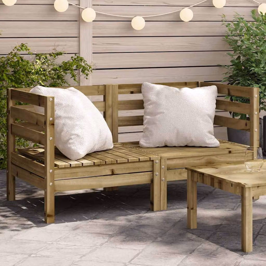 Set di 2 Divani Angolari da Giardino vidaXL in Legno di Pino Impregnato Marrone Stile Rustico