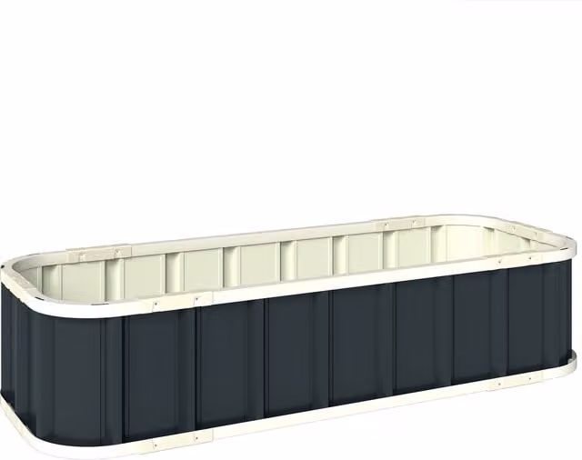Letto per orto rialzato Outsunny in acciaio con fondo aperto e bordi piegati, L: 136 cm, P: 52 cm, H: 31 cm, Grigio scuro