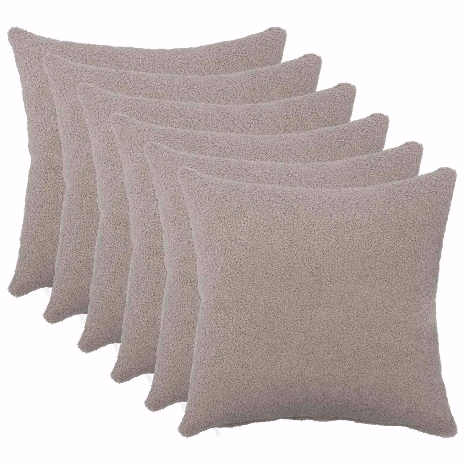 Set di 6 federe vidaXL HEERLEN in tessuto bouclé grigio chiaro, L 50 cm x P 50 cm