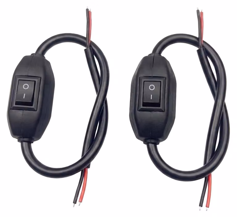 2 interruttori a cursore da 12-80V, 15A, lunghezza 30 cm, per lampade a LED