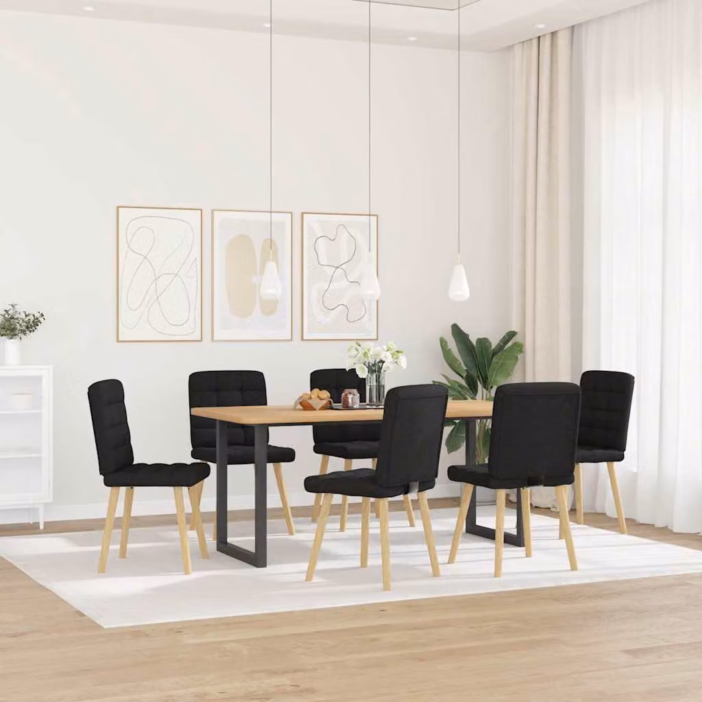 vidaXL Sedie da Pranzo 6 pz Nere in Tessuto
