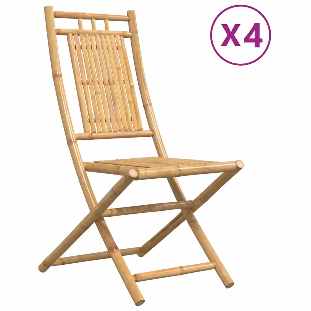 Set di 4 sedie pieghevoli vidaXL in bambù marrone per giardino e terrazzo, impilabili, L/P/H: 46 x 43 x 99 cm – 2