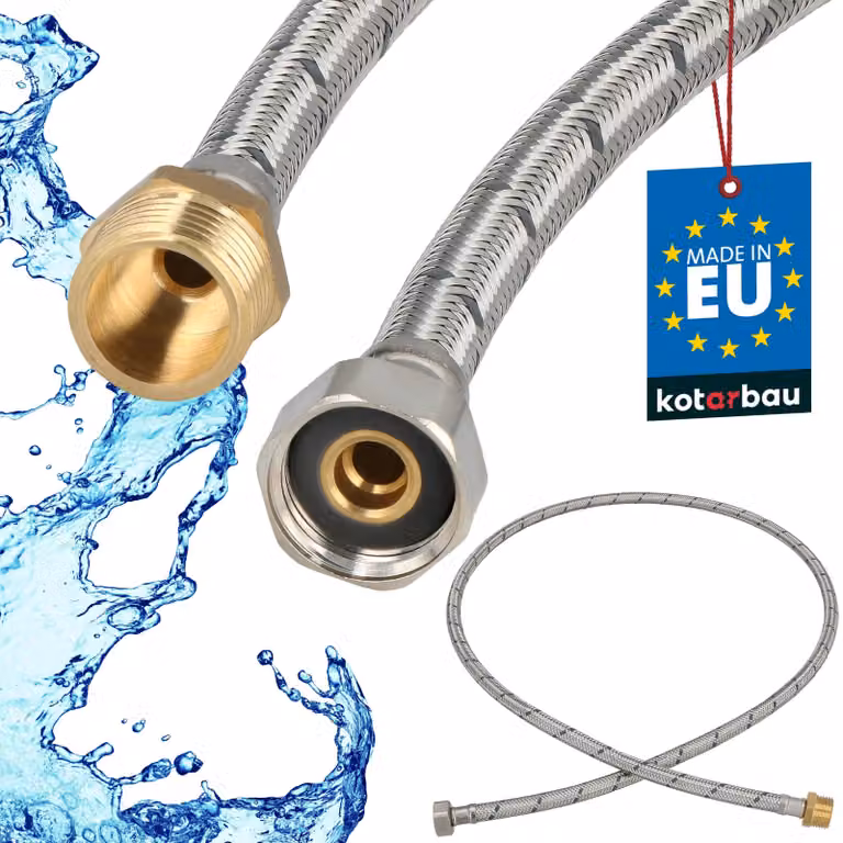 KOTARBAU® Tubo Flessibile per Rubinetto 1/2" x 1/2" Rinforzato 140cm Tubo Flessibile Rubinetto Cucina Maschio x Femmina Acciaio Inox